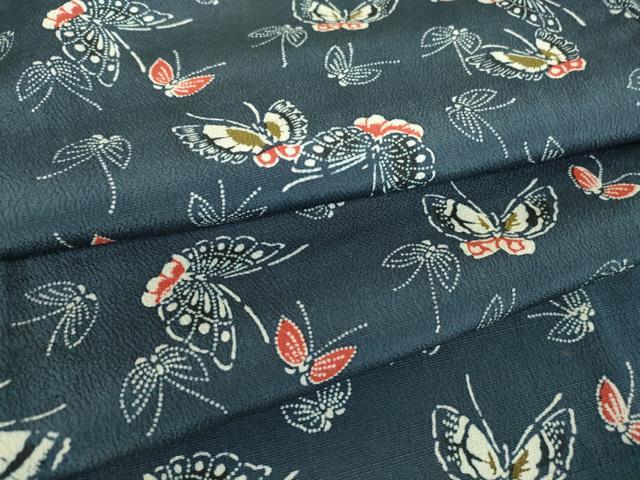 平和屋着物▽上質な小紋 単衣 舞蝶文 正絹 逸品 DABE4819az
