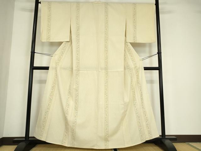 平和屋着物▽本塩沢 単衣 更紗花間道 正絹 逸品 DABE4823az