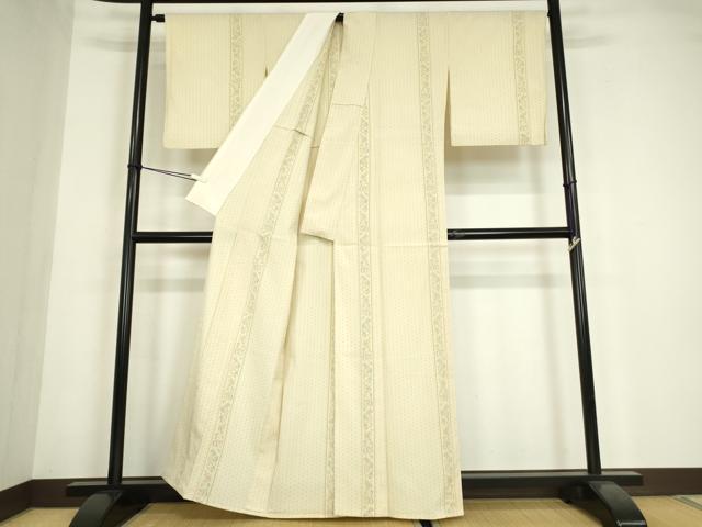 平和屋着物▽本塩沢 単衣 更紗花間道 正絹 逸品 DABE4823az