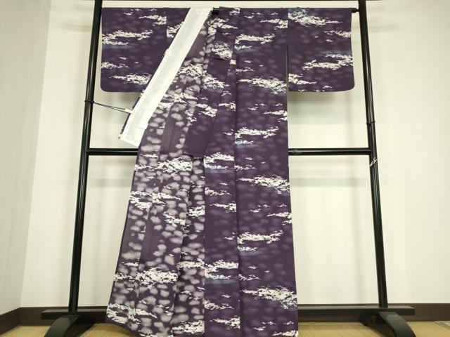 平和屋着物▽小紋 単衣 霞文 洗える着物 DABE4837az