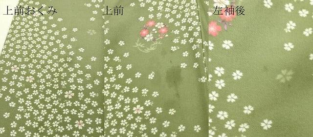 平和屋着物▽小紋 単衣 舞花文 洗える着物 DABE4844az