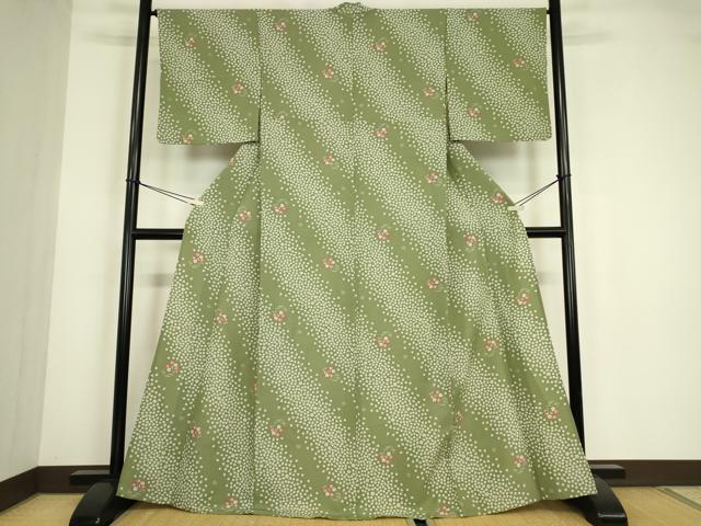 平和屋着物▽小紋 単衣 舞花文 洗える着物 DABE4844az