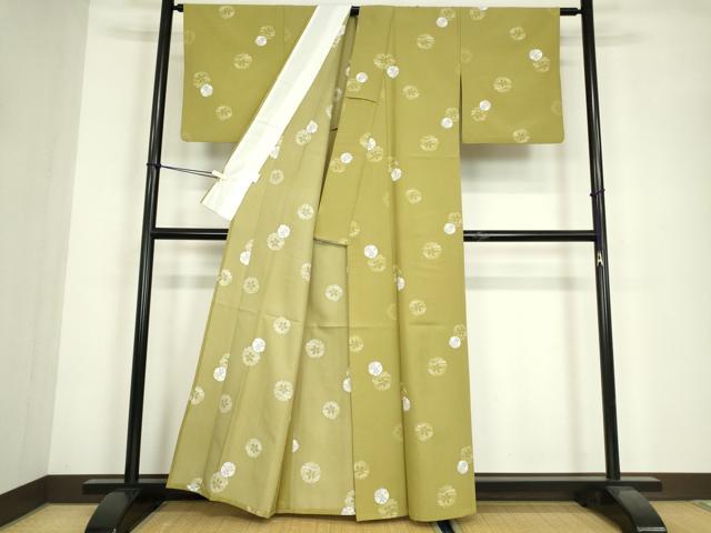 平和屋着物▽小紋 単衣 雪輪桜文 洗える着物 DABE4848az