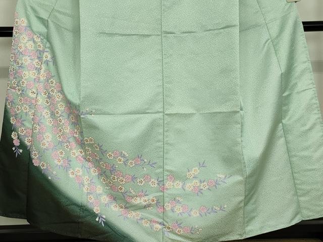 平和屋着物▽訪問着 単衣 舞桜文 暈し染め 金彩 洗える着物 DABE4849az