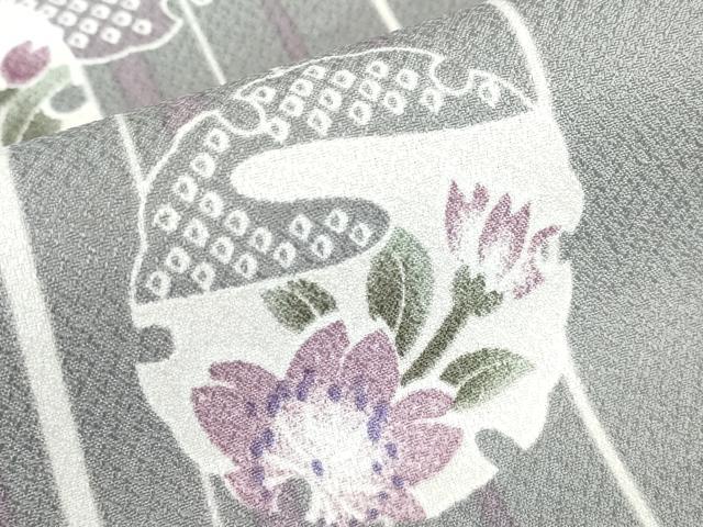 平和屋着物▽小紋 単衣 雪輪花文 洗える着物 DABE4856az