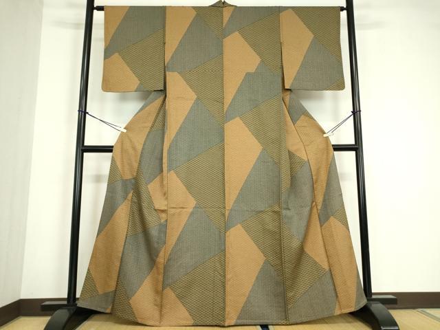 平和屋着物▽小紋 単衣 七宝青海波文 洗える着物 DABE4860az