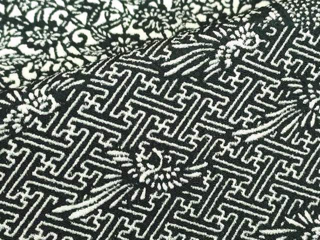 平和屋着物▽小紋 単衣 飛鳥宝尽くし花文 黒地 洗える着物 DABE4861az