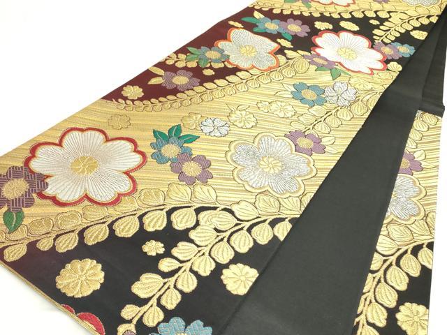 平和屋着物▼六通柄袋帯 舞花文 金銀彩 正絹 逸品 DABE4907az