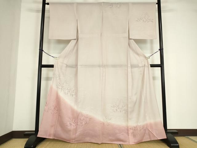 平和屋着物▽訪問着 無双 紗袷 紗×絽 流水草葉文 正絹 逸品 DABE4944az