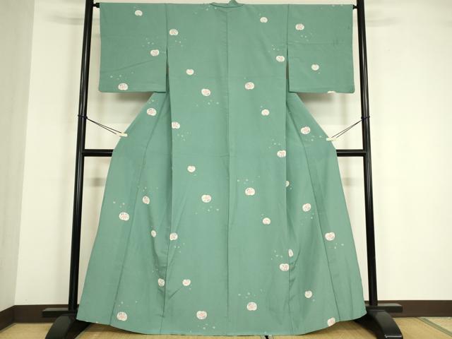平和屋着物▽小紋 単衣 舞花文 洗える着物 DABE4964az