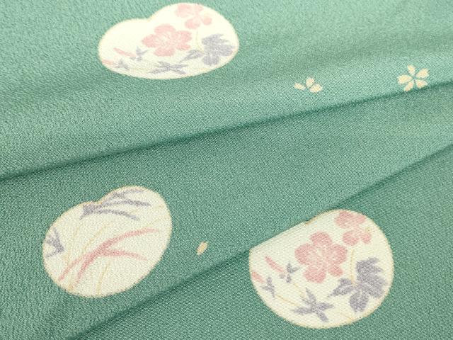 平和屋着物▽小紋 単衣 舞花文 洗える着物 DABE4964az