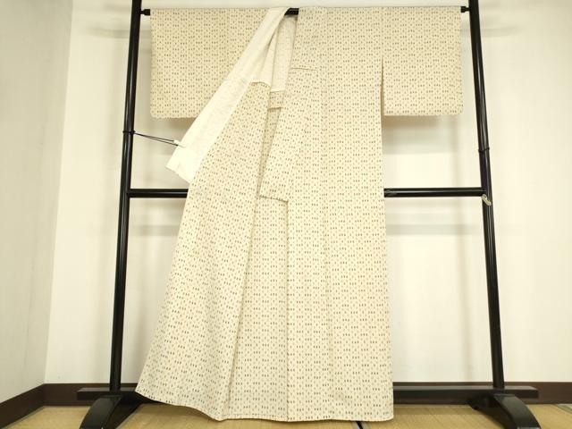 平和屋着物▽上質なお召 単衣 絣文 正絹 逸品 DABE4976az