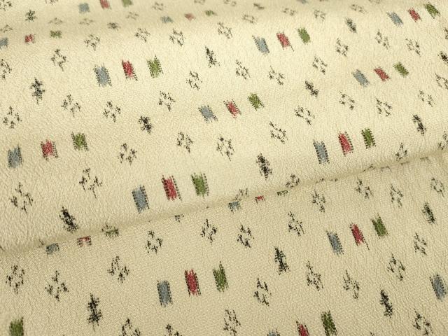 平和屋着物▽上質なお召 単衣 絣文 正絹 逸品 DABE4976az
