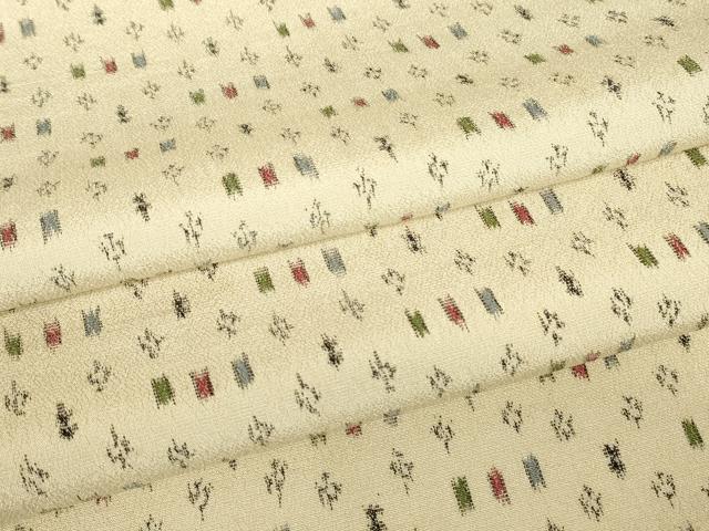 平和屋着物▽上質なお召 単衣 絣文 正絹 逸品 DABE4976az