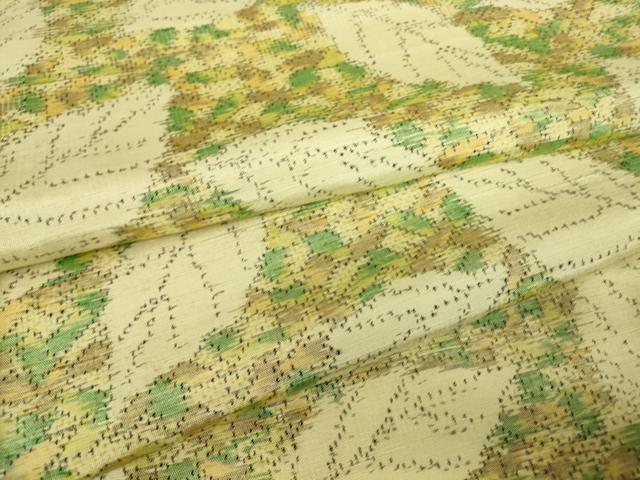 平和屋着物▽上質な紬 単衣 舞葉文 正絹 逸品 DABE4977az