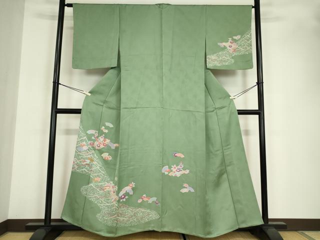 平和屋着物▽訪問着 単衣 地紙花籠文 金彩 正絹 逸品 未使用 DABE4978az