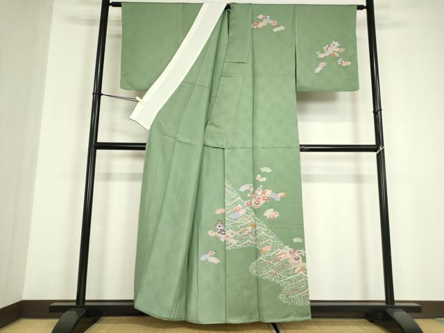 平和屋着物▽訪問着 単衣 地紙花籠文 金彩 正絹 逸品 未使用 DABE4978az
