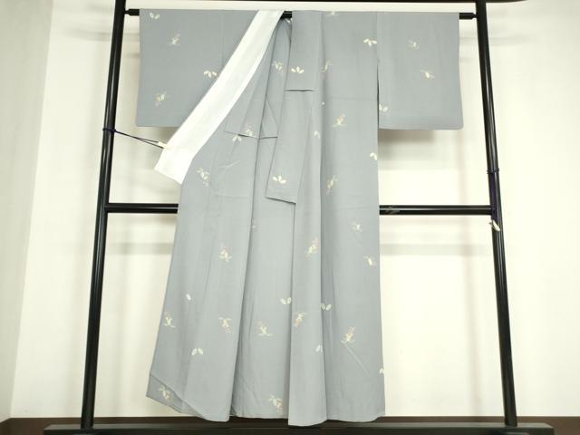 平和屋着物▽上質な小紋 単衣 舞花文 正絹 逸品 DABE4988az