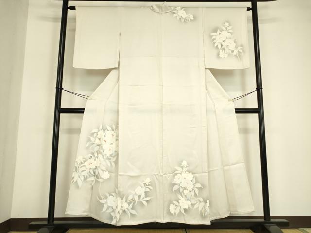 平和屋着物▽訪問着 単衣 刺繍 草花文 暈し染め 正絹 逸品 DABE4995az