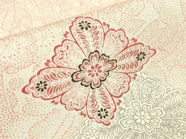 平和屋着物▽上質な小紋 単衣 鴛鴦花文 正絹 逸品 DABE4996az