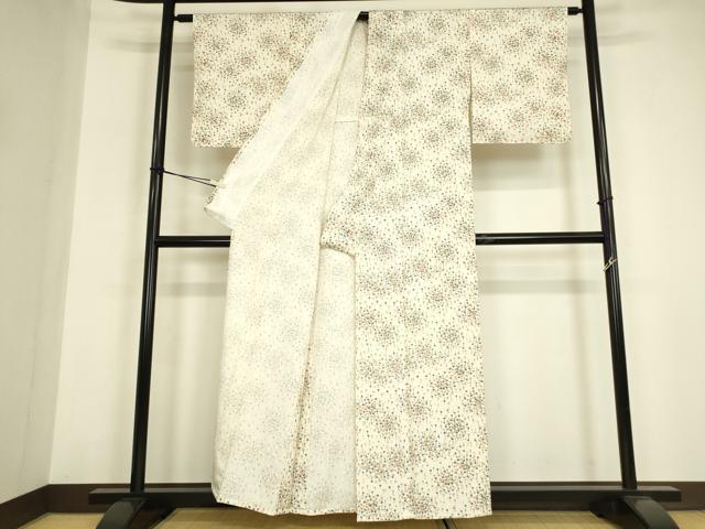 平和屋着物▽上質な小紋 単衣 小花文 正絹 逸品 DABE4997az