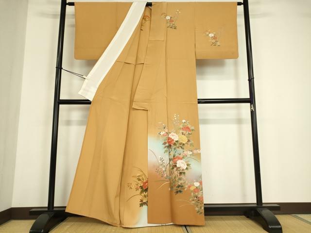 平和屋着物▽訪問着 単衣 牡丹文 暈し染め 金彩 正絹 逸品 DABE4998az