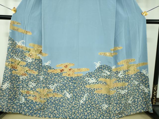 平和屋着物●豪華色留袖 刺繍 立波霞花文 金彩 正絹 逸品 DABE5138ps