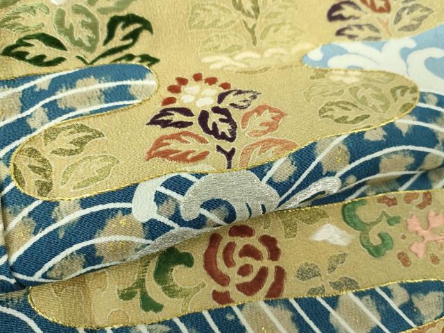 平和屋着物●豪華色留袖 刺繍 立波霞花文 金彩 正絹 逸品 DABE5138ps