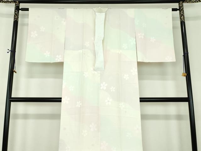 平和屋着物●上質な長襦袢 無双仕立て 絞り 舞桜 暈し染め 正絹 逸品 DABE5146ps