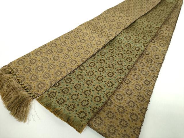 平和屋着物●男性 本場筑前博多織 両面 角帯 花丸文 正絹 逸品 未使用 DABI6353ps