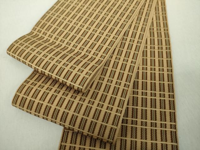 平和屋着物●男性 本場筑前博多織 角帯 格子 正絹 逸品 DABE5223ps