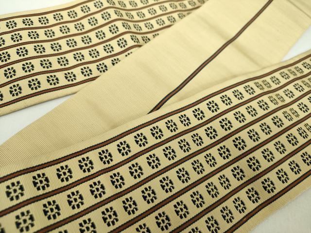 平和屋着物●男性 本場筑前博多織 両面 角帯 いちご錦 正絹 逸品 DABE5228ps