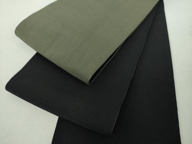 平和屋着物●男性 本場筑前博多織 両面 角帯 黒色×仙斎茶色 正絹 逸品 DABE5242ps