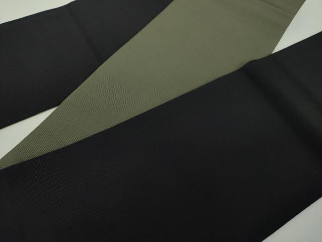 平和屋着物●男性 本場筑前博多織 両面 角帯 黒色×仙斎茶色 正絹 逸品 DABE5242ps