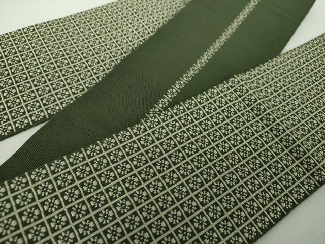 平和屋着物●男性 本場筑前博多織 両面 角帯 いちご錦 正絹 逸品 DABE5249ps