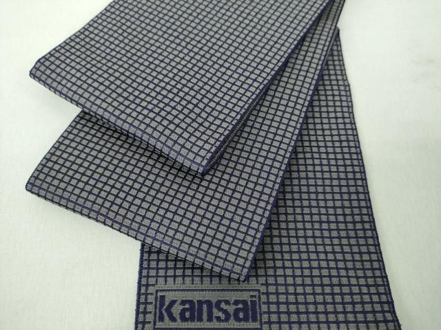 平和屋着物●男性 世界的ファッションデザイナー 山本寛斎 kansaiブランド 両面 角帯 格子 逸品 未使用 DABE5257ps