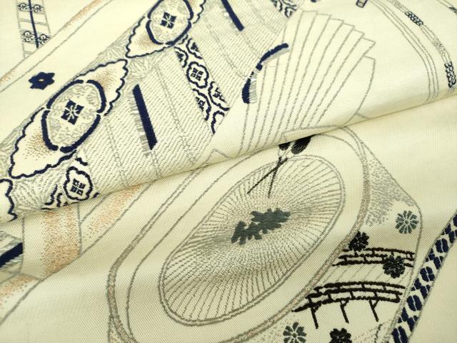 平和屋着物●龍村平蔵製 六通柄 本袋帯 紫式部 金銀糸 正絹 逸品 DABE5293ps