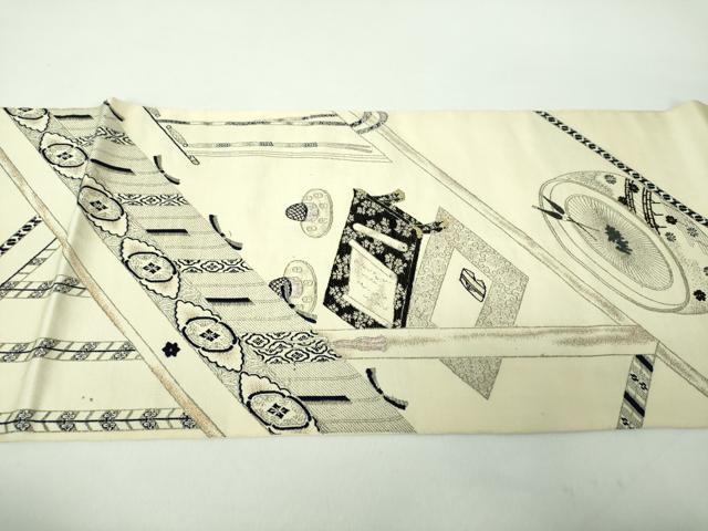 平和屋着物●龍村平蔵製 六通柄 本袋帯 紫式部 金銀糸 正絹 逸品 DABE5293ps