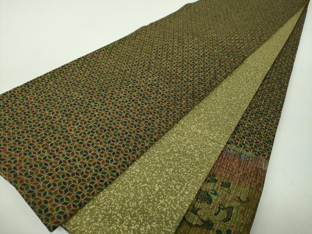 平和屋着物●両面 太鼓柄袋帯 更紗花文 金彩 正絹 逸品 DABE5303ps