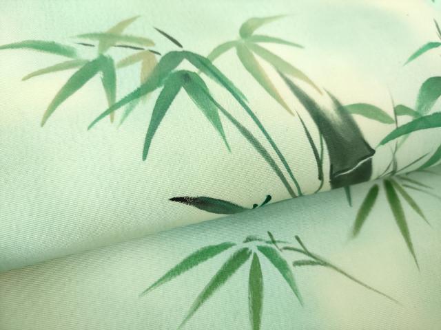 平和屋着物●塩瀬 九寸名古屋帯 作家物 手描き 雀 笹竹文 正絹 逸品 DABE5317ps