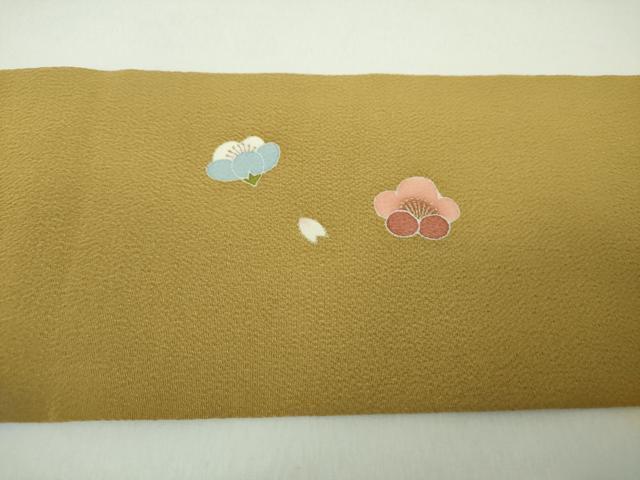 平和屋着物●九寸名古屋帯 兎 一寸法師 舞桜 鬼しぼ縮緬 金彩 正絹 逸品 未使用 DABE5321ps