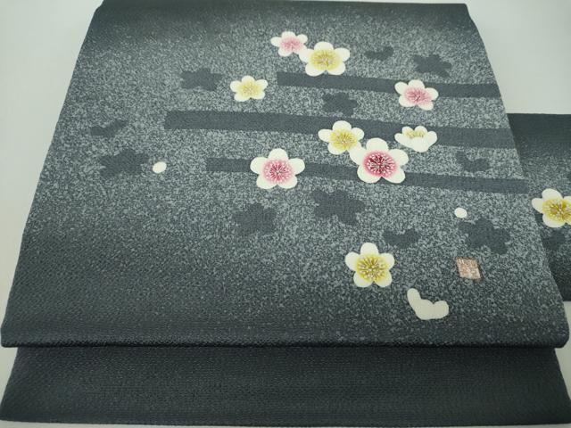 平和屋着物●人間国宝・羽田登喜男 九寸名古屋帯 舞梅 鬼しぼ縮緬 正絹 逸品 DABE5324ps