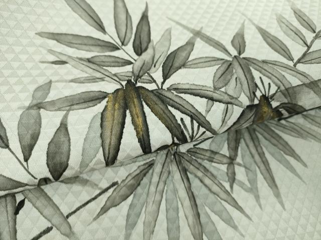 平和屋着物●九寸名古屋帯 作家物 手描き 笹竹文 金彩 正絹 逸品 DABE5337ps