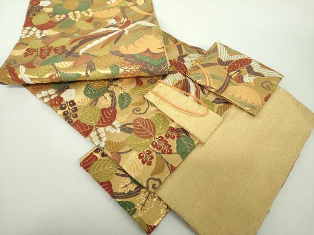 平和屋着物●西陣 坂下織物謹製 つけ帯 唐織 鳳凰花文 金糸 正絹 逸品 DABE5340ps