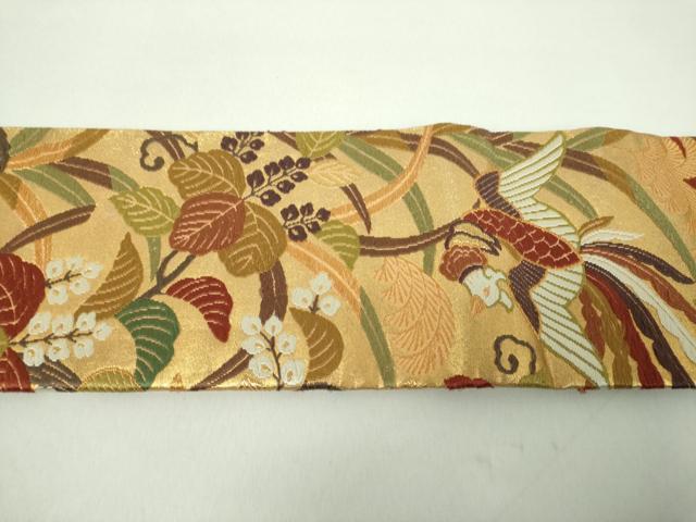 平和屋着物●西陣 坂下織物謹製 つけ帯 唐織 鳳凰花文 金糸 正絹 逸品 DABE5340ps