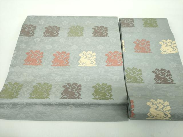 平和屋着物●つけ帯 唐織 名物裂 花兎 正絹 逸品 DABE5343ps
