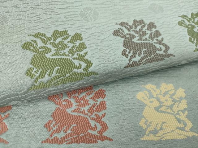 平和屋着物●つけ帯 唐織 名物裂 花兎 正絹 逸品 DABE5343ps