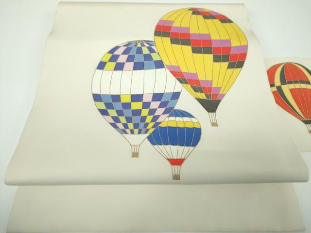 平和屋着物●塩瀬 九寸名古屋帯 気球 金彩 正絹 逸品 DABE5353ps