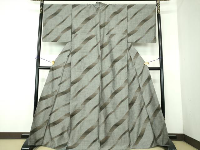平和屋着物●上質な紬 斜線文 正絹 逸品 DABE5357ps
