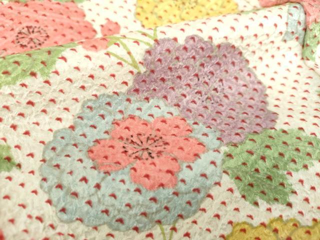 平和屋着物●上質な小紋 総絞り 草花文 正絹 逸品 DABE5363ps